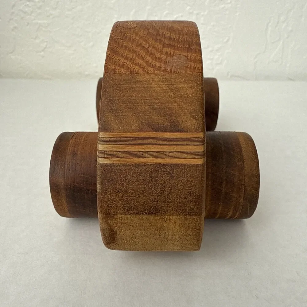 Toy Car 7” Brown Wooden Handmade S. Floyd Vintage Americana